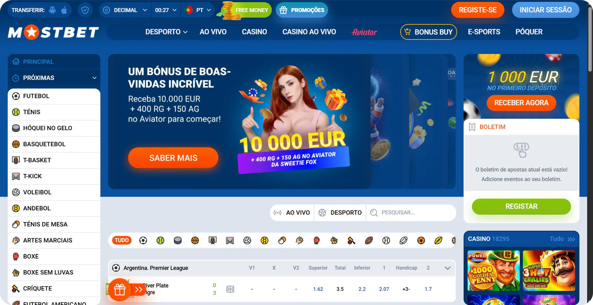 Mostbet casino sem KYC Portugal apostar