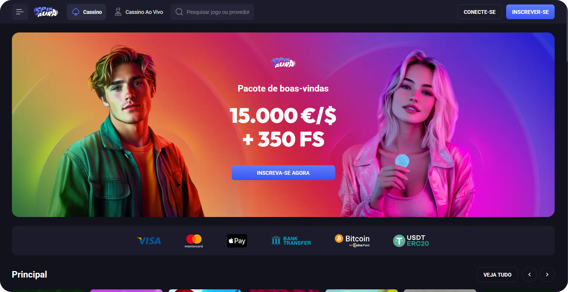 Spinaura casino página principal interface