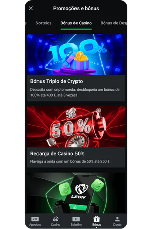 leon casino bonuses section showing welcome offers and free spins promotions