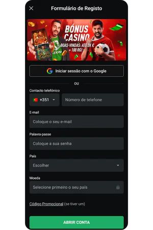 leon casino registration form interface in Portuguese