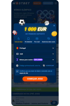 mostbet casino registration form interface in Portuguese