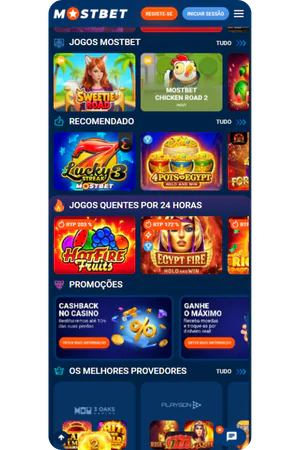 mostbet casino slots section with featured slot games