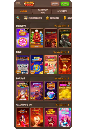 stonevegas casino slots section with featured slot games