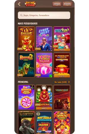 stonevegas casino search engine interface for finding games